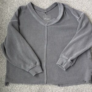 Aerie Charcoal V-Neck Sweater